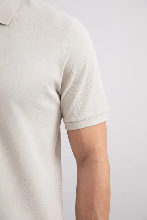 Beige Cotton-Pique Polo Shirt
