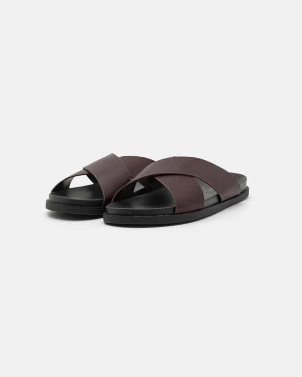 Crossover Leather Cork Sandals